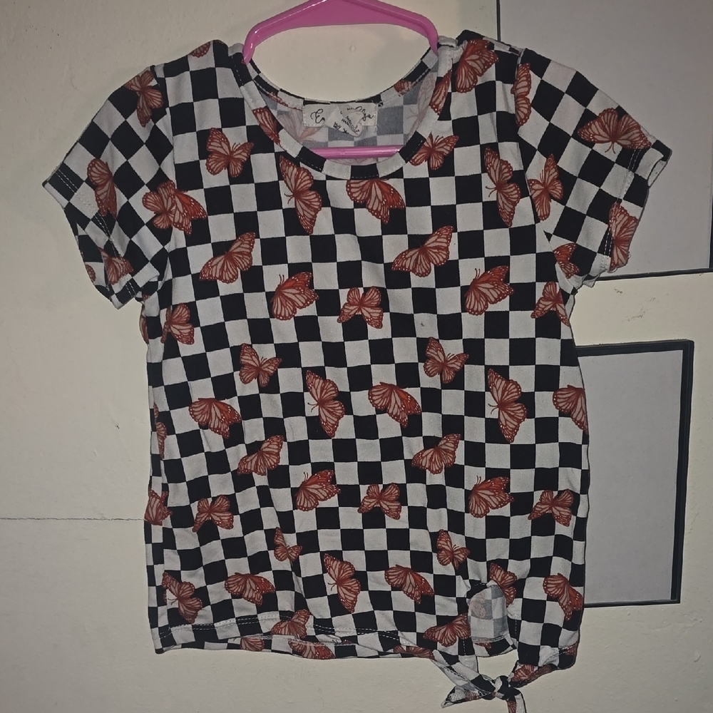 Butterfly Checkered Kids T-Shirt